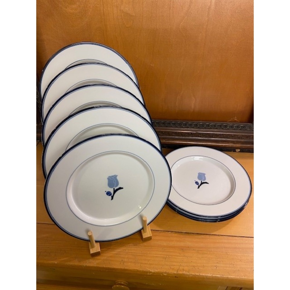 Dansk Tivoli La Tulipe Dinner Plates Set of 4 Blue White Floral Japan 9"
